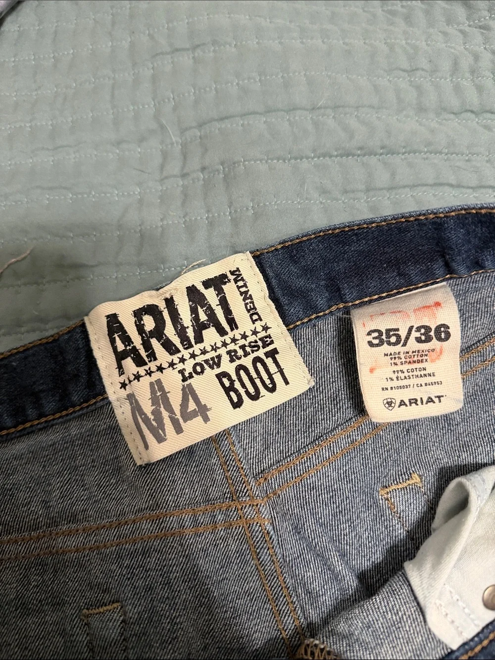 Ariat Men's M4 LowRise Boot Cut Mid/Dark Blue Jeans